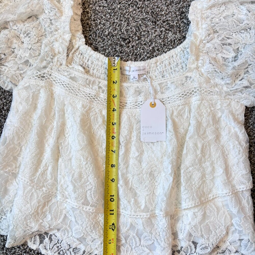 Coco + Jaimeson  junior lined blouse size Medium - White/Ivory with lace NWT - Picture 5 of 6